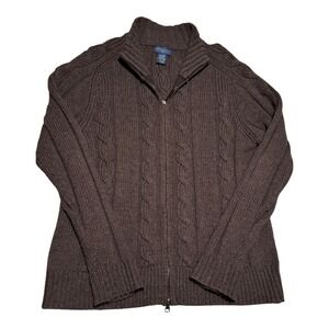 Joseph & Lyman Acrylic Wool Nylon Alpaca Cable Knit Full Zip Sweater Men's Large